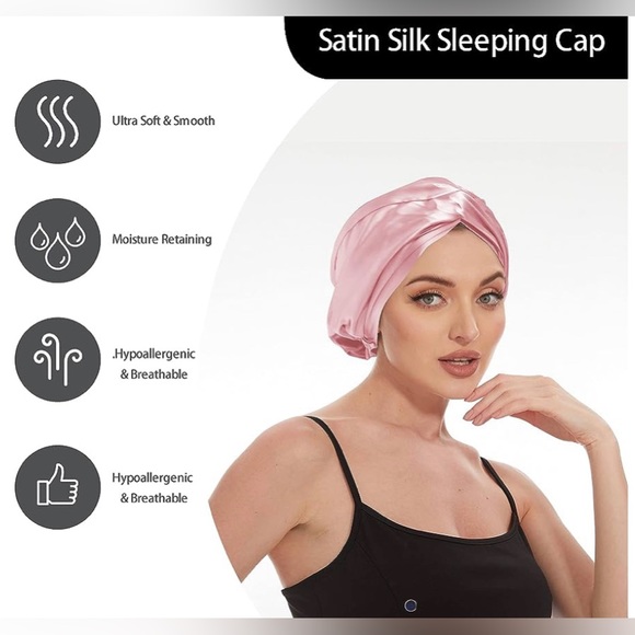 NWT Adjustable Silk Satin Bonnet for Sleeping: Night Sleep Cap Turban - Picture 5 of 6
